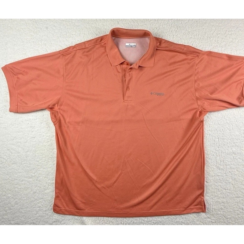 Columbia PFG Performance Orange Vented Fishing Golf Polo Shirt Mens Size 2XL